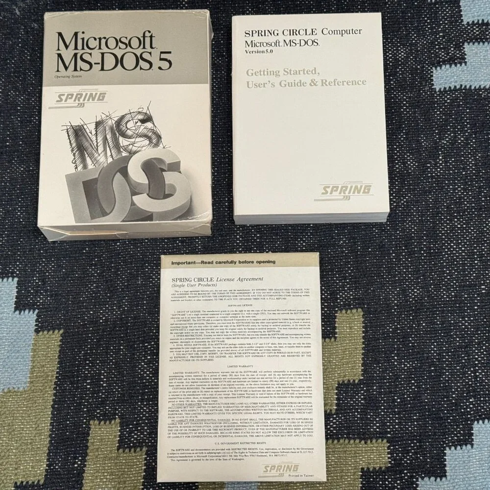 Microsoft MS-DOS 5.0 Box Set, 5 1/4 Floppy Disks with Book, Circa 1991